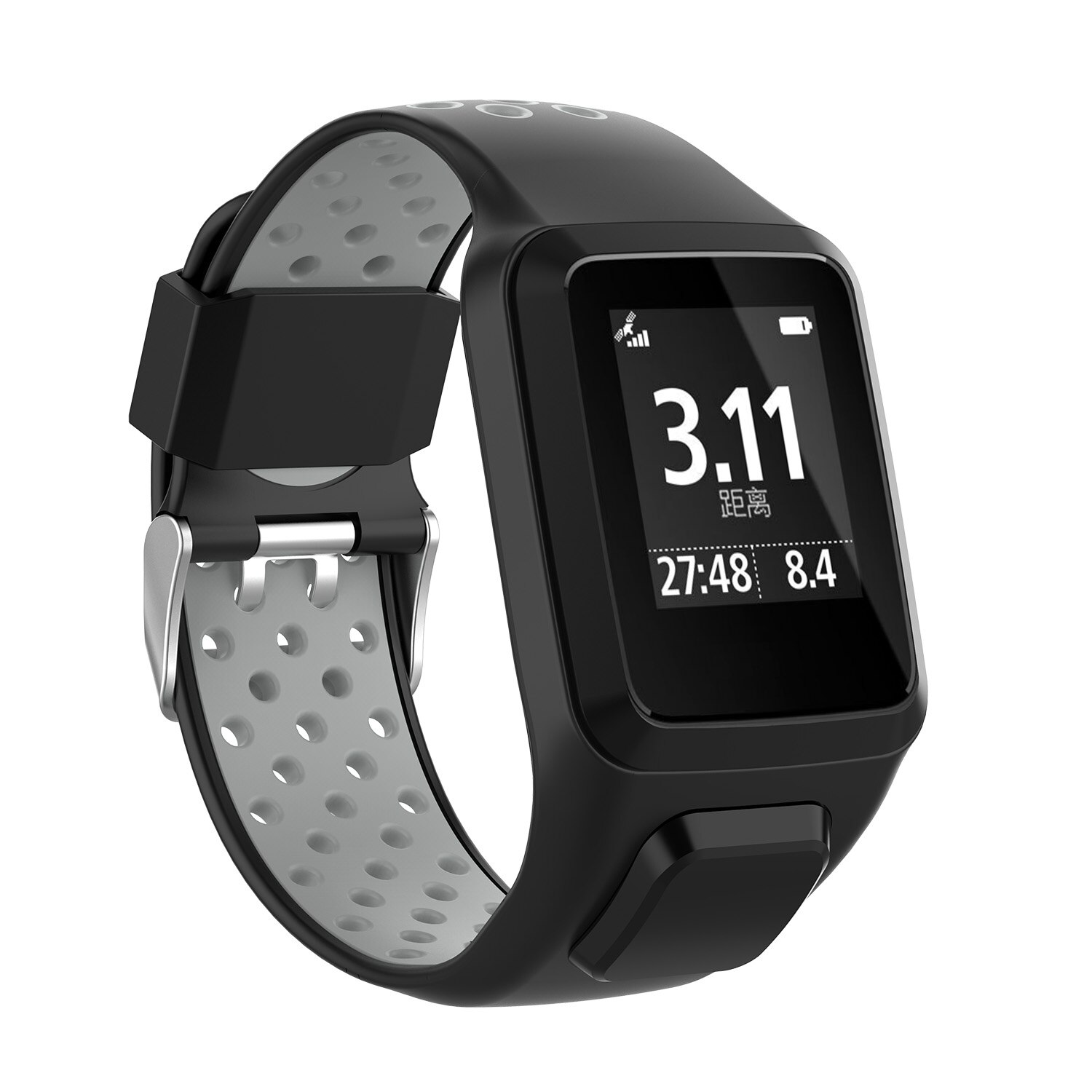 Wrist Band Strap For TomTom 2 3 Runner Spark Music Adventurer Tom Tom Golfer 2 Replacement Bracelet Silicon Belt Watch: xyst-black grey