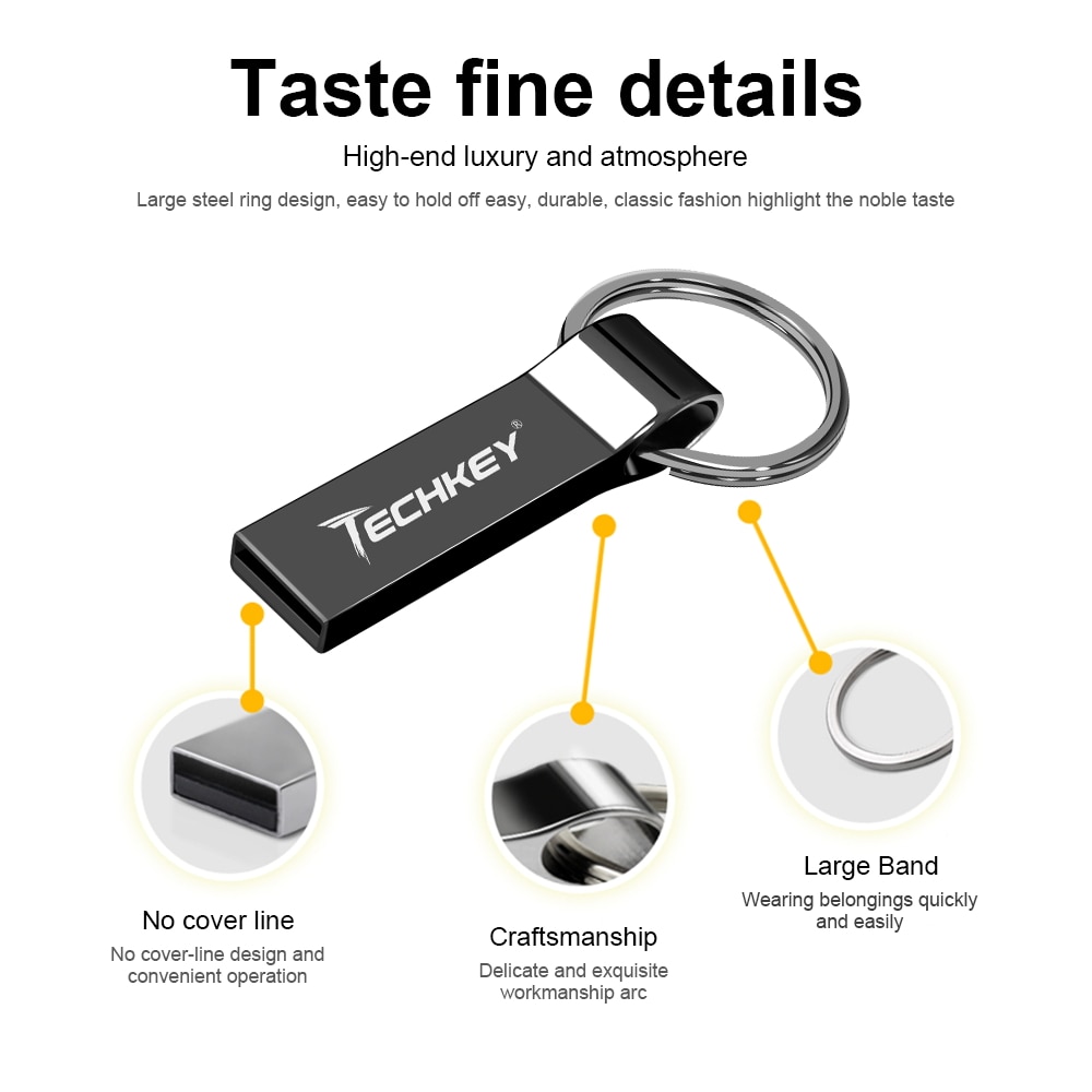 Techkey Pen Drive 8Gb 32Gb 128Gb Waterdicht Metalen Memory Stick Флешка 4Gb 16Gb 64gb Pendrive Gadżety Usb Usb 2.0