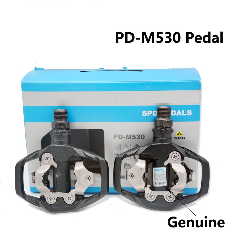 Ægte pd -m530 spd mtb trail mtb klipløse pedaler med klamper sorte hvide cykelpedaler