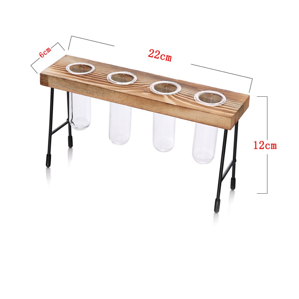 Table Desk Bulb Glass Hydroponic Vase Flower Plant Pot Wooden Tray: C