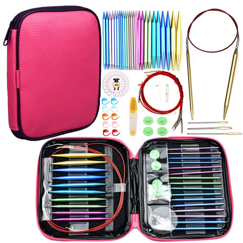 Circular Knitting Needles Set 26pcs Interchangeable Crochet Needles for Crochet Yarn Knitting Accessories Kit for Beginners: Style B