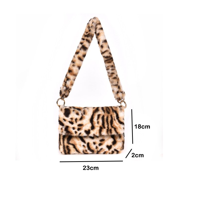 Vrouwen Tas Winter Faux Fur Schoudertas Handtas Dame Luipaard Print Handtas Vrouwelijke Party Kleine Meisjes Draagtas Christmas