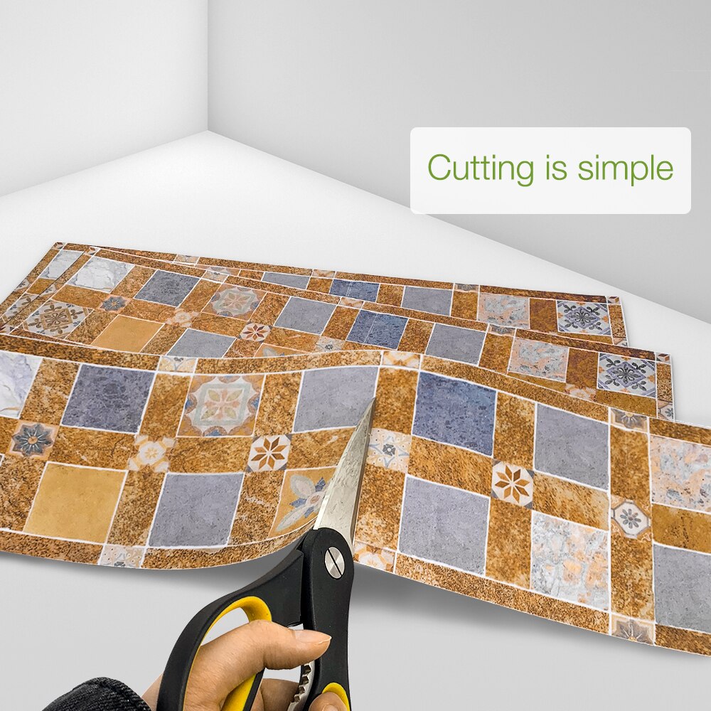 Funlife®STYLE AMÉRICAIN™14 pièces Vintage modèle III auto-adhésif PVC étanche dosseret cuisine autocollant mural pour salle de bain