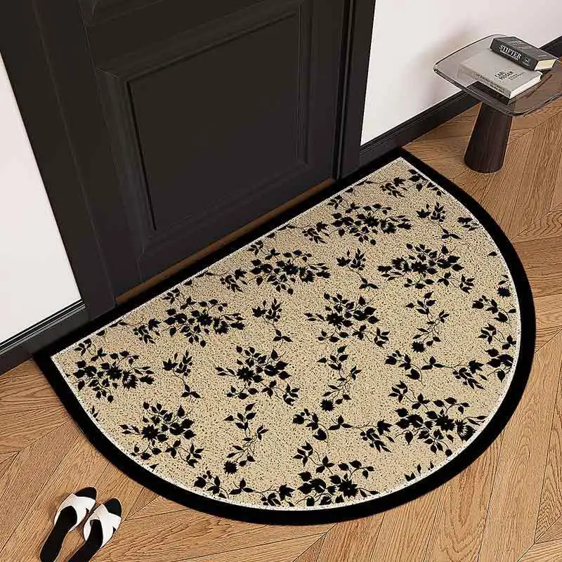 Semicircular Flower Doormat Anti-slip Cuttable Coil Floor Mat Suitable for Home Kitchen Entrance Home Floor Decoration: 500mm x 800mm / WHITE