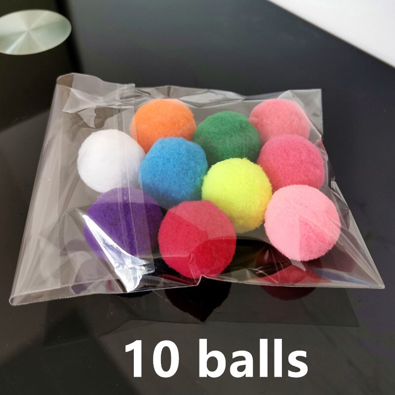 Pelota de peluche elástica para gatos, juguete interactivo de colores para gato, 10/20/30 Uds.: 10pcs