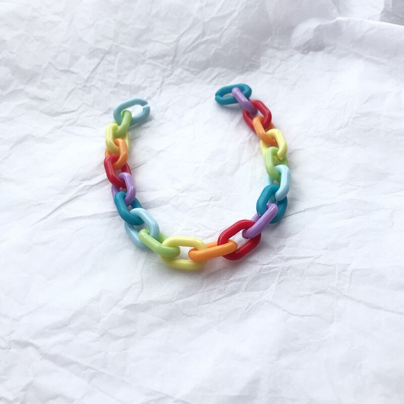 Funny Rainbow Colorful Chain Transparent Acrylic Bracelet For Women Men Bisexuals Geometric Couple Bracelet Gay Jewelry