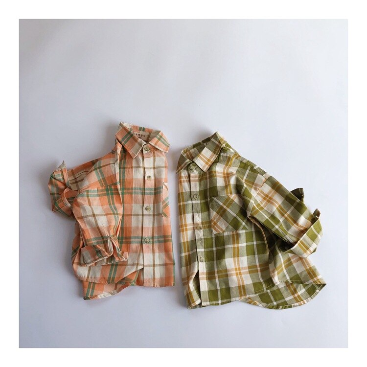 Frühling Childrenswear freundlicher Baumwolle Langarm Raster Hemd lässig Shirt langarm Shirt