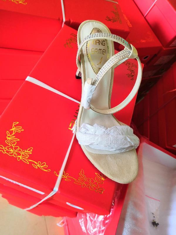 Vårskor strass sandaler spänne sommar kostym kvinnlig beige öppen tå höga klackar med dam sammetsklack: 3 / 36