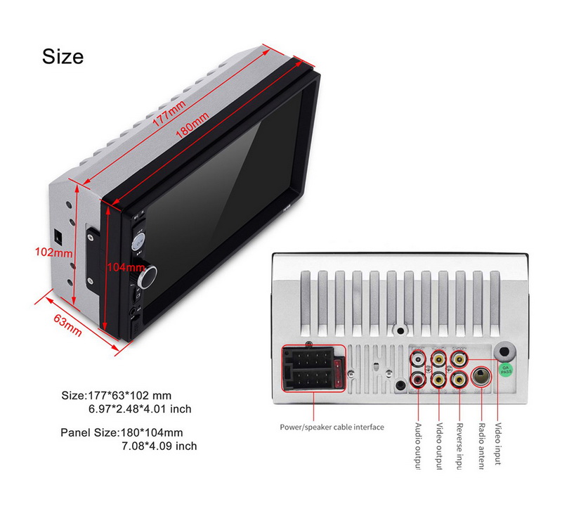 LCD écran tactile Auto Radio 7 pouces 170 degrés CCD rétroviseur caméra voiture Radio lecteur Bluetooth 2 DIN miroir lien