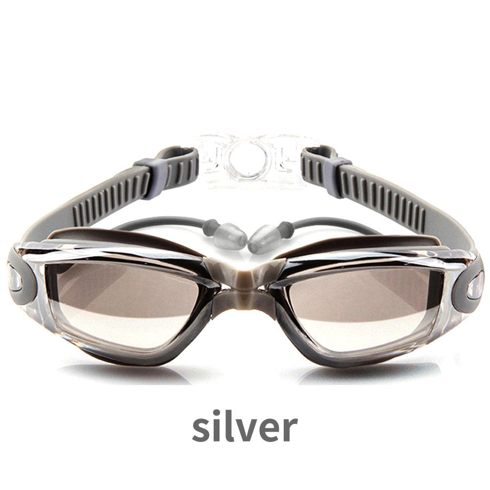 Svømmebriller anti-tåge uv svømmebriller til mænd kvinder sportsbrillerочки для плавания adluts: Sølv