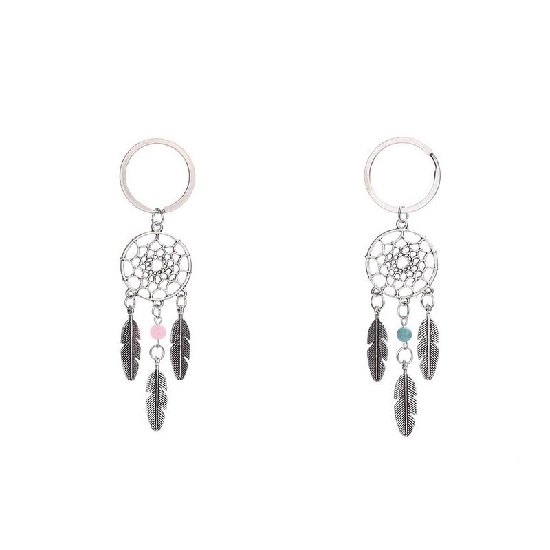 Dream Catcher Tone Key Chain Silver Ring Feather Tassels Keyring Keychain For Women Ladies Girl #YW