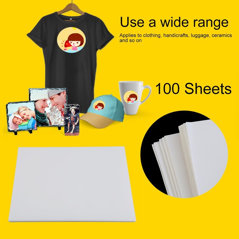 100 Stck A4 Sublimation Druck Papier Für Polyester Baumwolle T-Shirt Eisen Auf Transfer Papier Wärme Druck Übertragen Zubehör