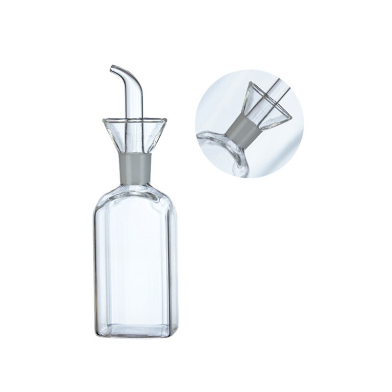 1Piece Glass Condiment Bottles Transparent Clear Rectangle Transparent Glass Oil Pot Household Leakproof Vinegar Sauce Bottle: M