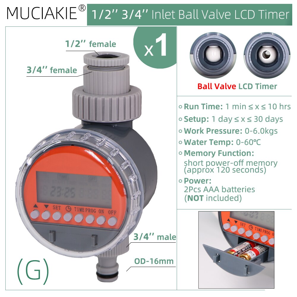 1PC Garden Irrigation Automatic Rain Sensor LED Water Timer Display Electonic Watering Timer Controller Plant Tool: G