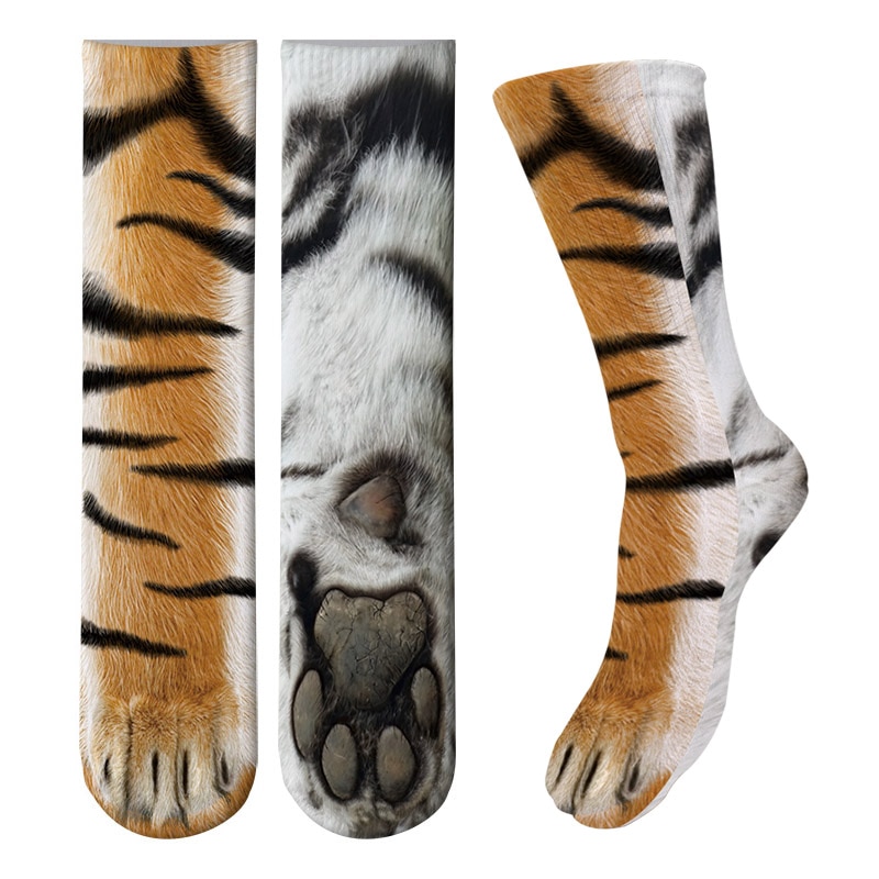 Dier Poot Crew Sokken Grappige Leopard Tijger Katoenen Sokken Voor Vrouwen Kawaii Voorraad Kat Hond Paard Zebra Varken Poot voor Party