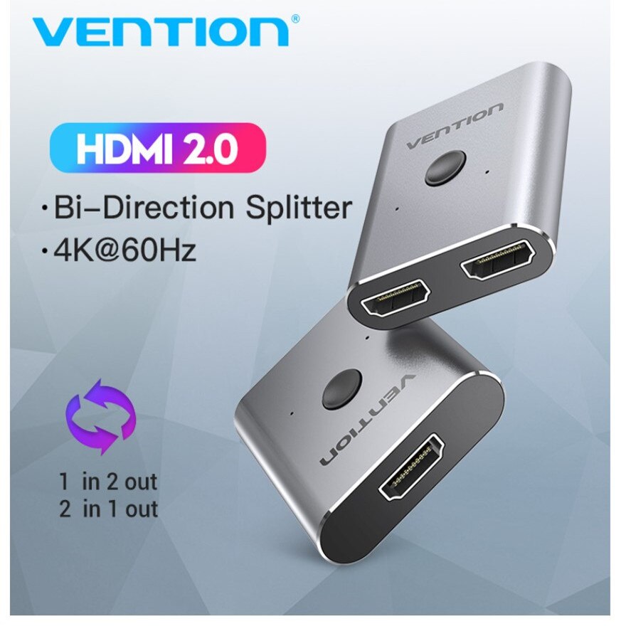 Vention 4K HDMI Switch Bi-Direction 1 To 2 HDMI 2.0 Splitter 2 in 1 Out 2K HDMI Adapter Switch For PS3 PS4 TV Xbox HDMI Switcher: Default Title