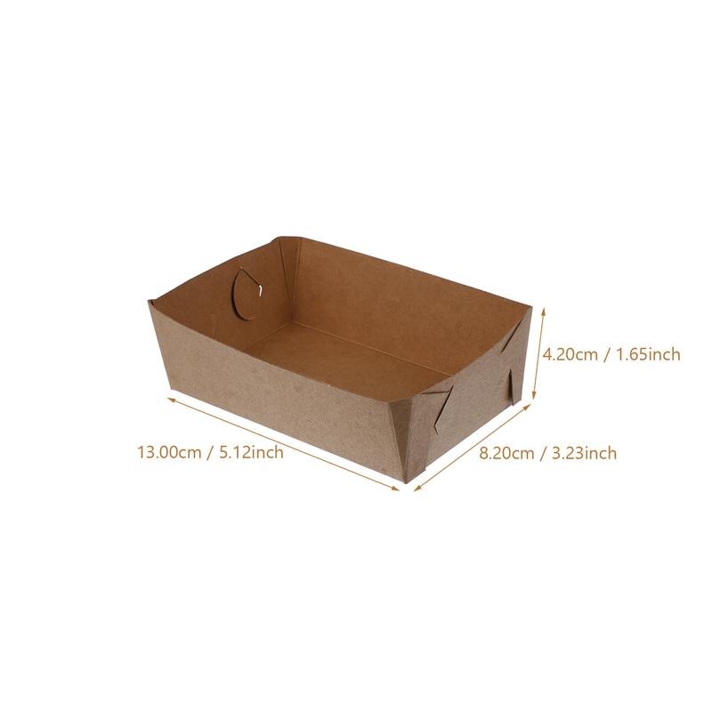 100/50Pcs Disposable Paper Food Serving Tray Kraft Paper Take-Out Boat Shape Snack Open Box French Fries Chicken Storage Tray: 50Pcs 13X8.2X4.2cm