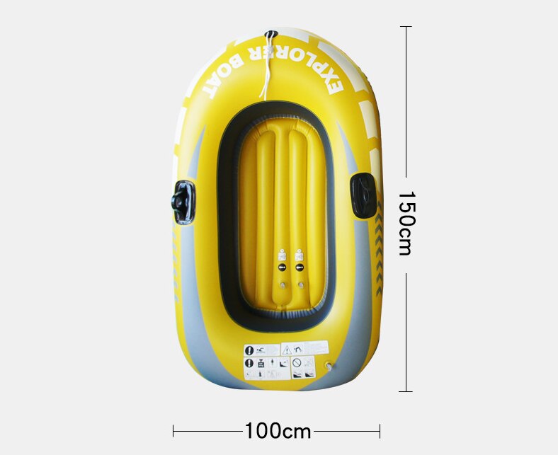 PVC inflatable boat fishing boat rubber boat PVC canoe thickened drift boat single seat boat double seat boat: Yellow single seat