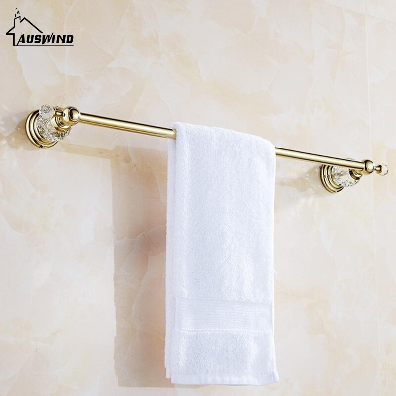 Juego de accesorios para baño, accesorios para decoración de baño completo, cristal transparente dorado, 4 artículos de montaje en pared, acabado pulido