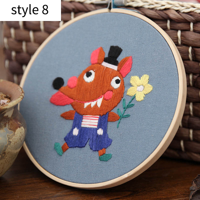 Pinturas colgantes, 15x15cm, Kit DIY bordado hecho a mano, paquete de Material de costura para principiantes con bonitos dibujos de animales