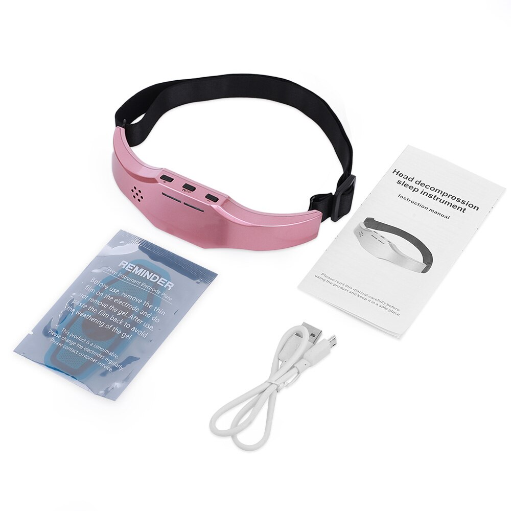 Elektrisk hovedmassager søvnmonitor migræne lindring hypnotisk apparat slappe af hovedpine eliminator hjælp terapi sovende enhed: Pink (ingen boks)