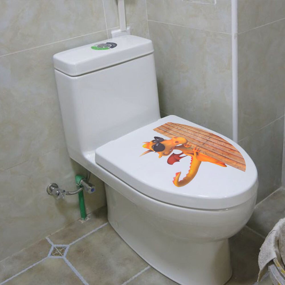 Trou vif animaux siège de toilette autocollants décoration de la maison bricolage Wc toilettes Pvc affiches dessin animé mur vinyle Art Stickers muraux
