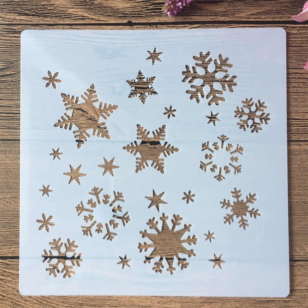 4 Pz/set 20*20 centimetri Fiocco di Neve Inverno FAI DA TE Stratificazione Stencil Pittura Murale Scrapbook Colorazione Goffratura Album Decorativo Modello