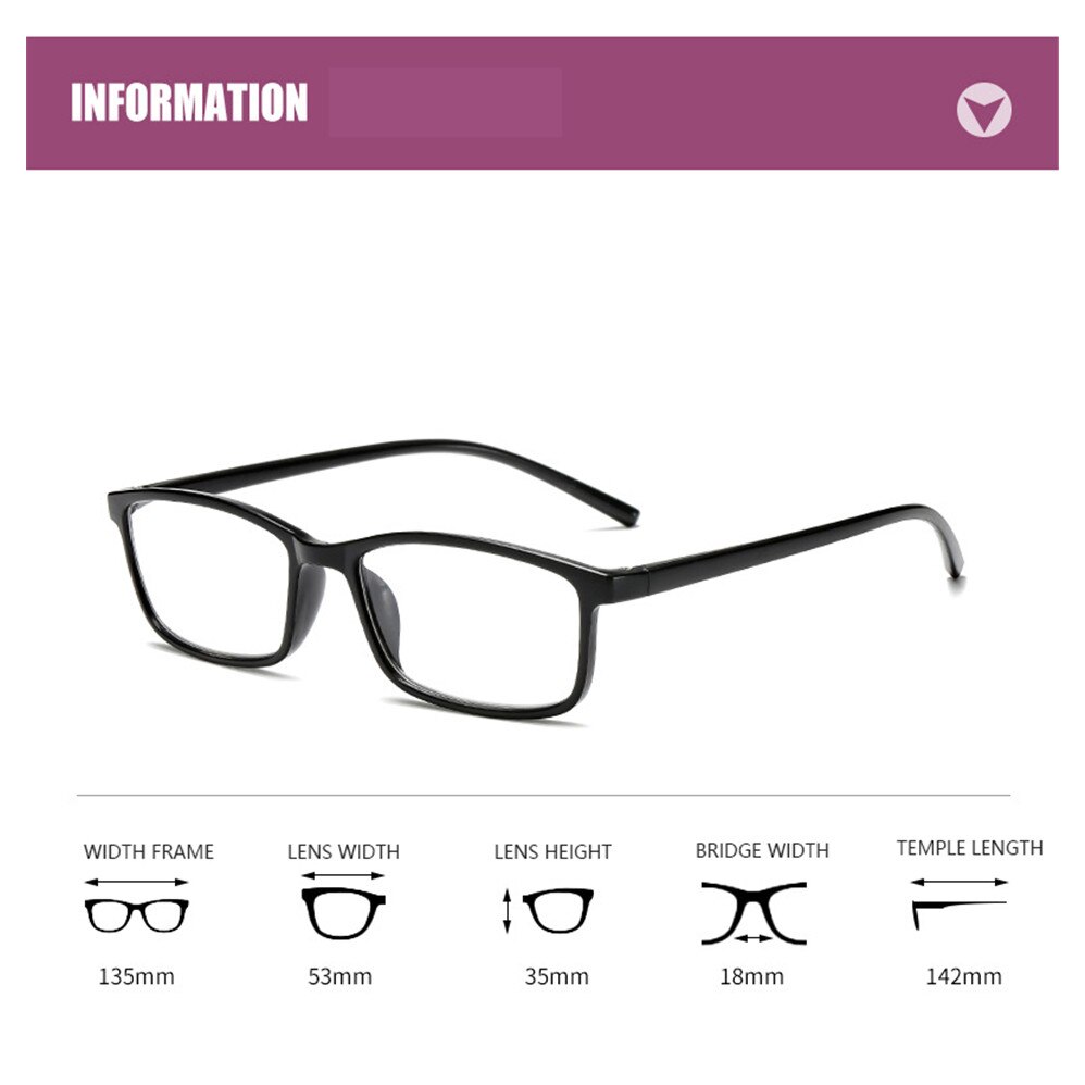 Ahora TR90 Anti Blue Light Reading Glasses Ultralight Square Clear Lens Prebyopia Spectacles Magnify Eyeglasses +1.0to+4.0