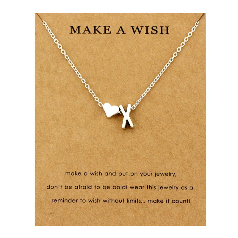 Initial 26 Letter Necklace Heart Necklaces Women Girl's Jewelry Friendship Christmas Birthday: Antique Silver Plated