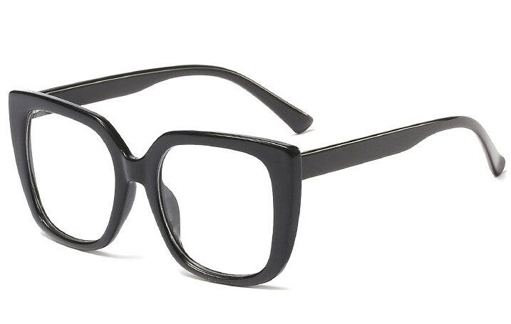 45759 Donker Groene Strepen Brilmonturen Mannen Vrouwen Big Frame Retro Leopard Optische Mode Computer Bril: C1 black clear