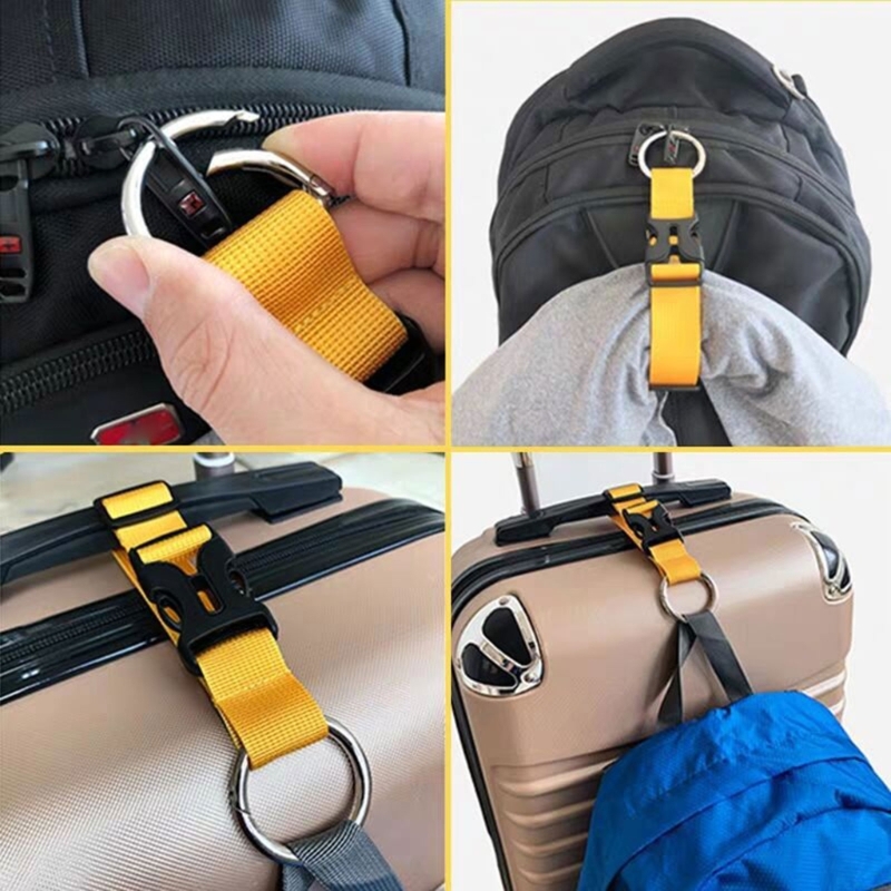 Bagagestropper til kufferter metalfjederklips nylon justerbare kuffertbælter bagagebælte til håndbagage trillebørsbæring