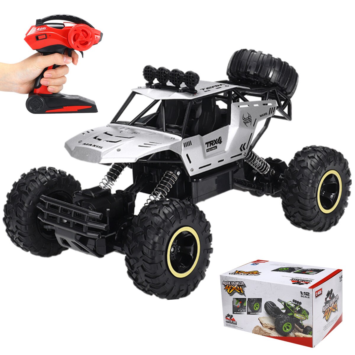 1:8 50Cm Rc Auto 2.4G Radio Control 4WD Off-Road Elektrische Voertuig Monster Buggy Afstandsbediening Auto Speelgoed Voor Kinderen Jongens: 37cm silver