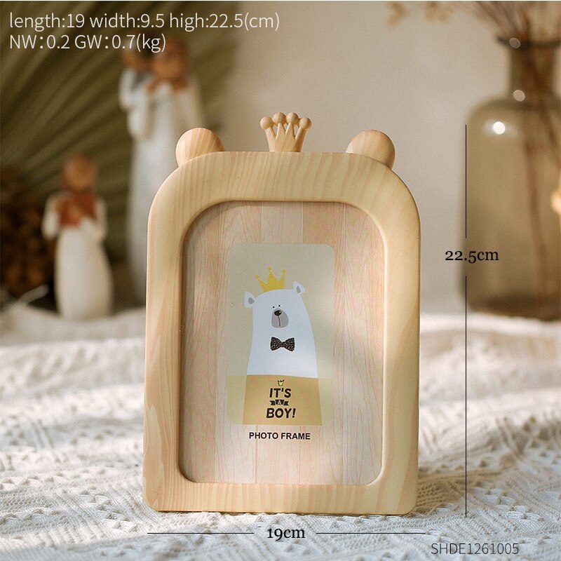 lovely cute glass Frame 7.5 inches Korean style desk Picture Photo Frames for Wall picture frames wall photo frame home decor: Crown Beige 18X13cm
