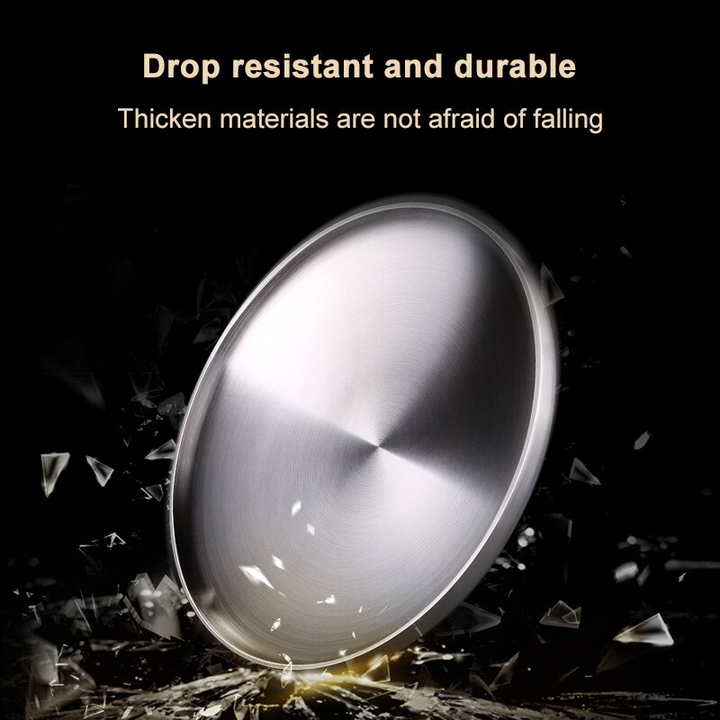 304 Roestvrij Stalen Ronde Steak Plaat Lade Single Layer Salade Fruit Ontbijt Steak Lade Bbq Servies Schotel