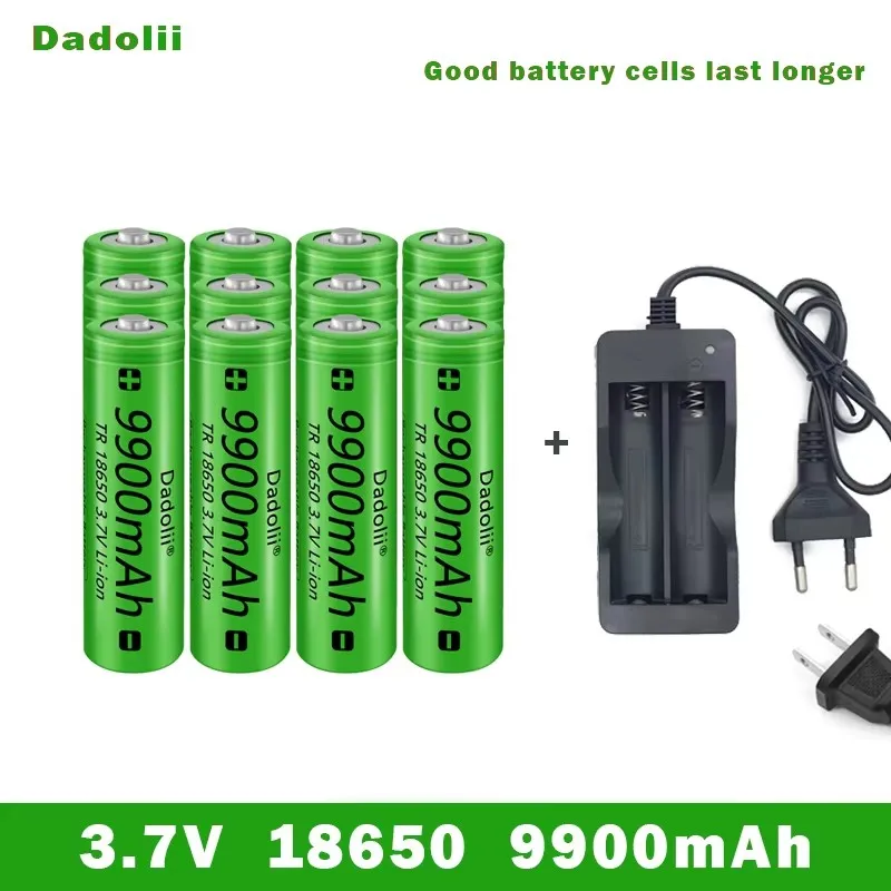 18650 Battery Rechargeable Battery 3.7V 18650 9800mAh Capacity Li-ion Rechargeable Battery For Flashlight Torch Battery+Charger: Orange