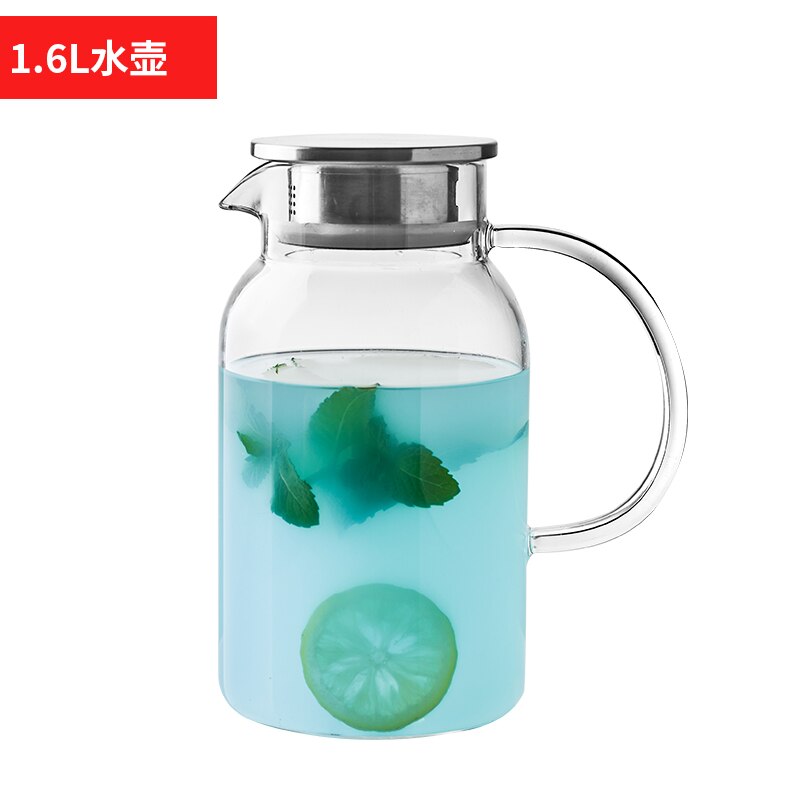 Transparent glass cold water jug water jug high temperature resistant household tie pot cool white water jug water bottle: 3