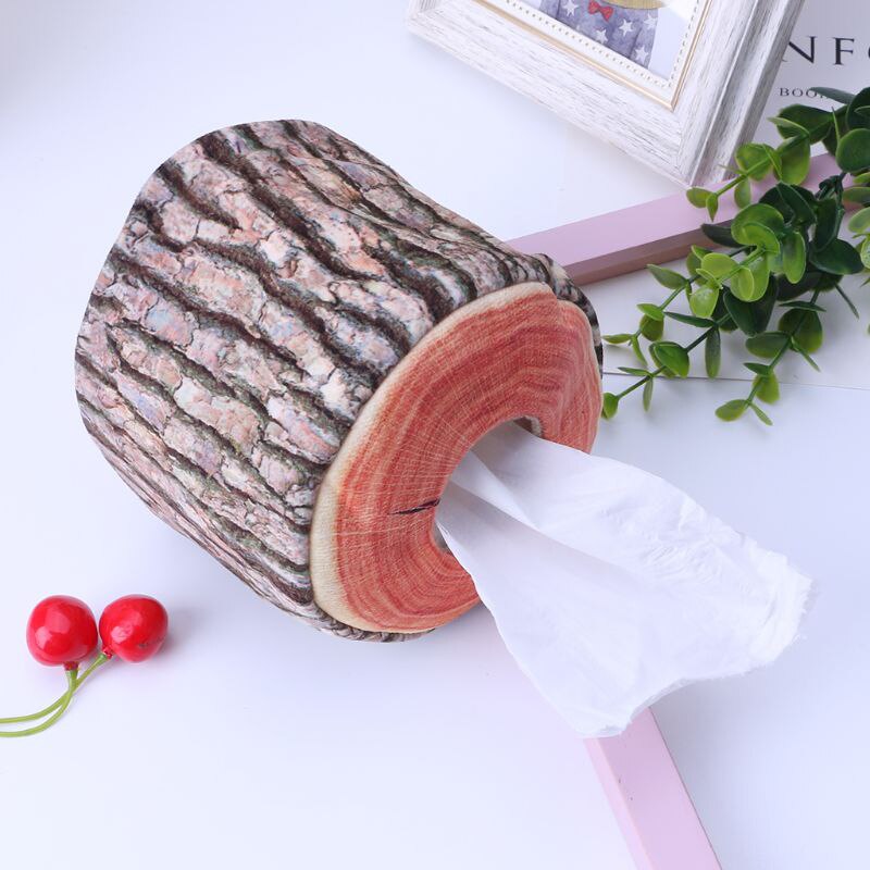 Tissue Boxes Napkin Tissue Box Imitation Tree Bark Storage Holder Case Paper Cover House Tissue Boxes Kitchen Storage Tool: Default Title