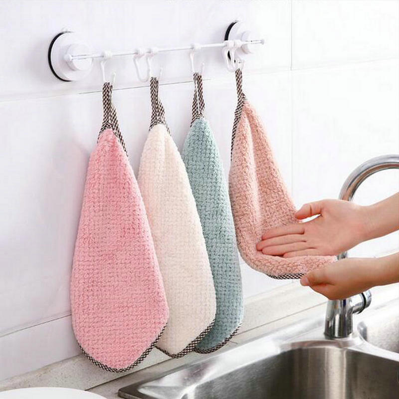 Coral Fleece Handable Handdoek Badkamer Keuken Handdoek Absorberend Doekje Pluche Handdoek