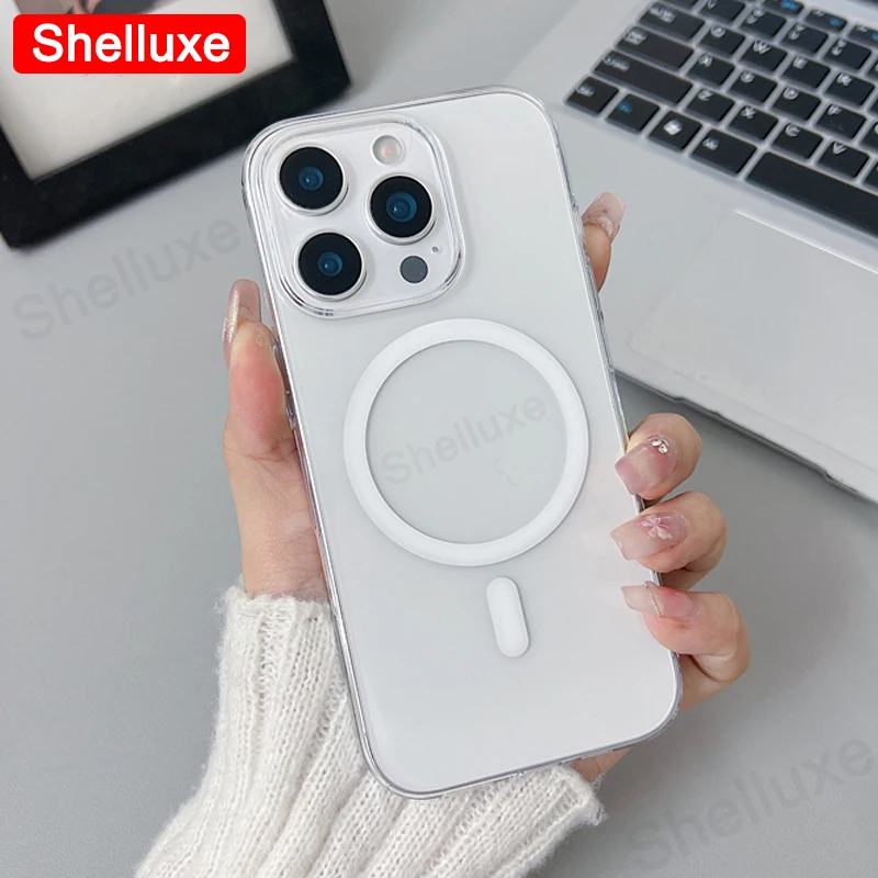 Luxe Magnetische Ultradunne PC Case Shelluxe Voor iPhone 16 16e 15 14 Plus 13 12 Pro Max gevallen Hoge Transparantie Terug Telefoon Cover
