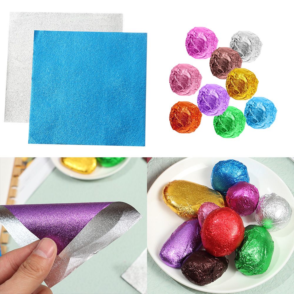 100 stücke 10x10cm Aluminium Folie Süssigkeit Schokolade Kekse Zinn Verpackung Papier DIY Metall Präge Handwerk Papier verpackung Papier