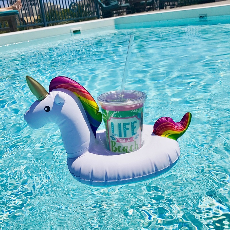 Supporto di Tazza gonfiabile unicorno fenicottero bere titolare Piscina Galleggiante Piscina di Balneazione Giocattolo Ciambella ananas festa sbarra Sottobicchieri