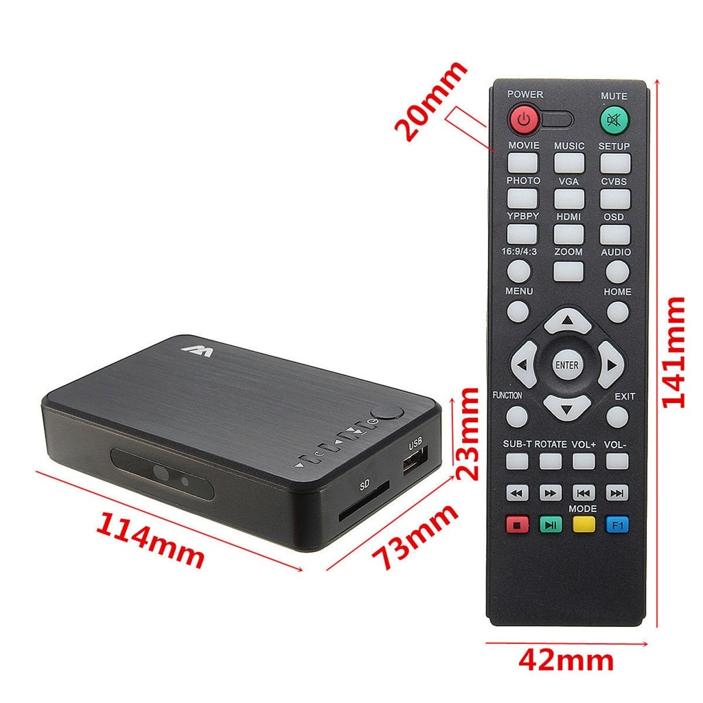 1080P Full Hd Draagbare Multimedia Speler Video Speler 1080P H.264 Av/Hdmi/Vga-uitgang Usb Externe hdd Media Player Voor Mkv Rmvb