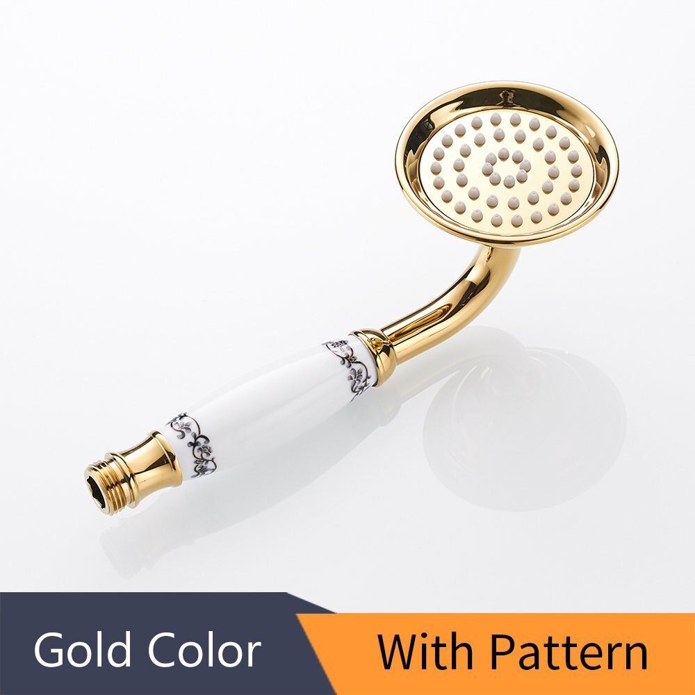 Douchekoppen Antiek Messing Badkamer Handdouche Sproeikop Met Luxe Keramiek Bad Ronde Regendouche Kraan HJ0527K: Lavendel