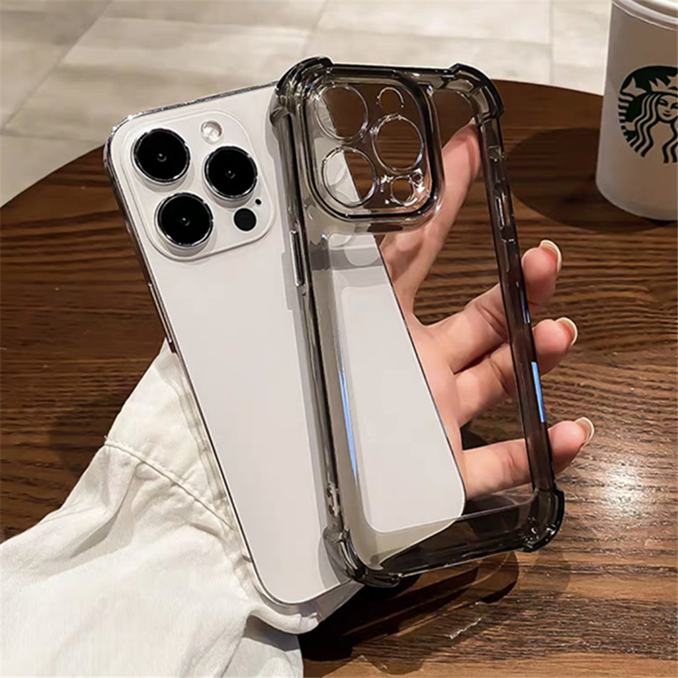 Funda de teléfono transparente a prueba de golpes de lujo para iPhone 15 14 13 12 11 Pro Max 14 15 Plus, funda trasera dura transparente con parachoques de silicona