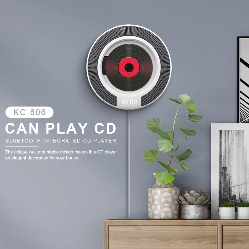 KC-806 Portable CD Player With Bluetooth Wall Mountable FM Radio Built-In HiFi Speakers With Remote Control Headphone Jack