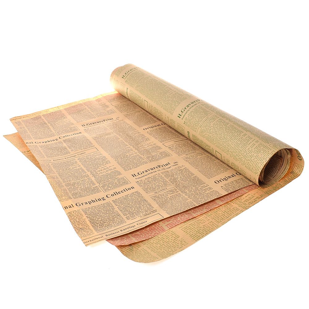 1pc indpakningspapir rulle vintage avis dobbeltsidet wrap indretningskunst gør-det-selv blomsterindpakningsfold til julefest