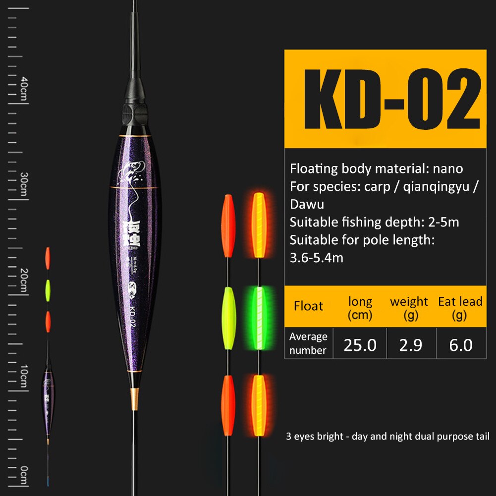 Flotadores luminosos para pesca de carpa, cañas de pescar de carpa grande Rocky Fishing, alta sensibilidad, a rayas, accesorios para exteriores: KD 02