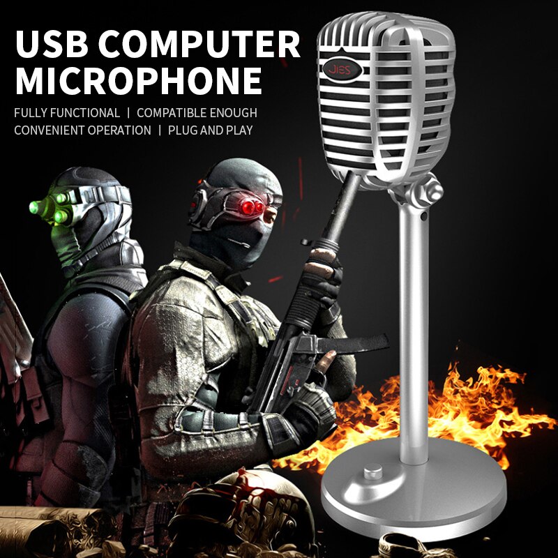 Condenser Microphone Computer USB Port Studio Microphone For Pc Sound Card Karaoke Microphones Live Recording
