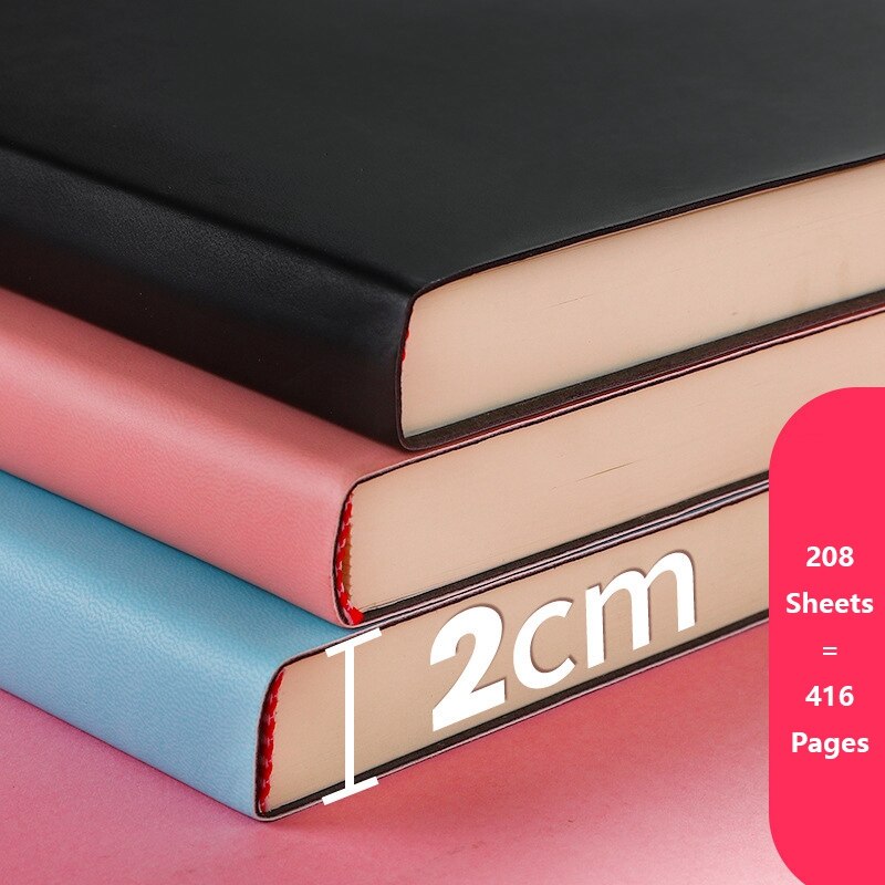 A4 Three Color Notebook Large Thicken 416 Pages Diary Business Memopad Super Thick Writing Planner School Homework Journal Note