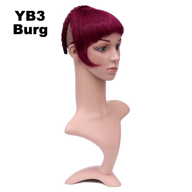 Girlshow flechten stirnband Synthetische Haar Knall Kurzen Fransen Haar Stumpfen BangYB3 6 &quot;, 16 Farben Erhältlich 50g, 1 stück: YB3 Farbe Burg